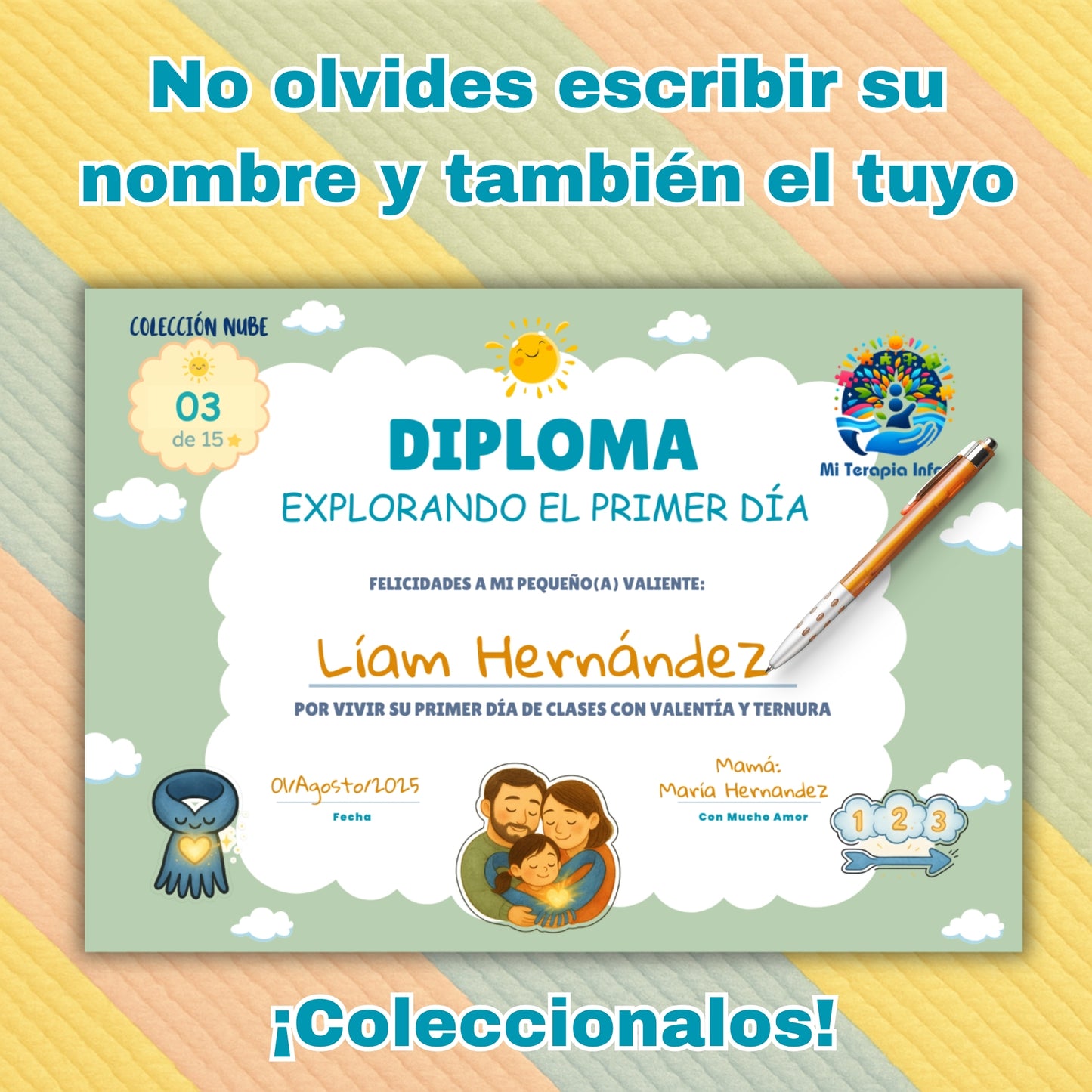 Cuento Digital Completo: La Bufanda de los Abrazos: El secreto para llevar a mamá contigo el primer día de clases (PDF) - Lee, ríe, colorea y aprende con Bufi