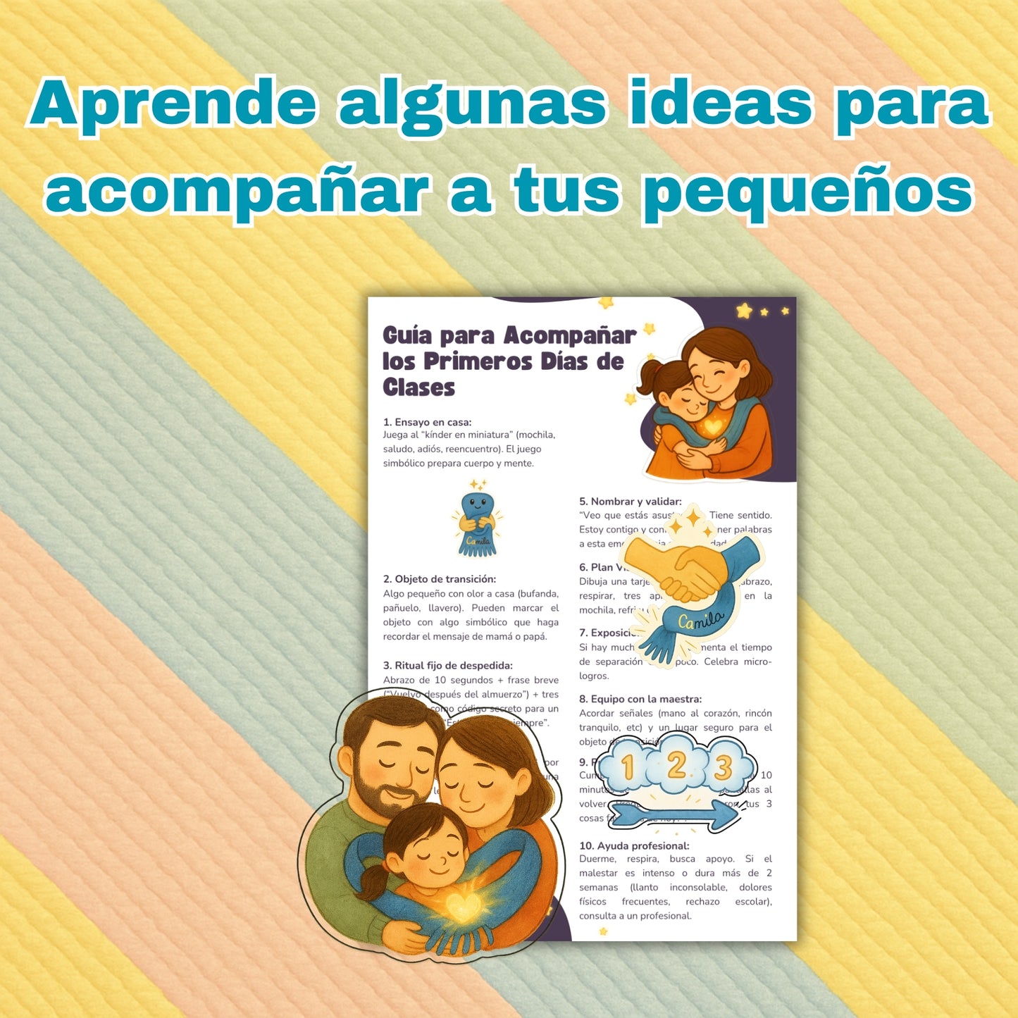 Cuento Digital Completo: La Bufanda de los Abrazos: El secreto para llevar a mamá contigo el primer día de clases (PDF) - Lee, ríe, colorea y aprende con Bufi