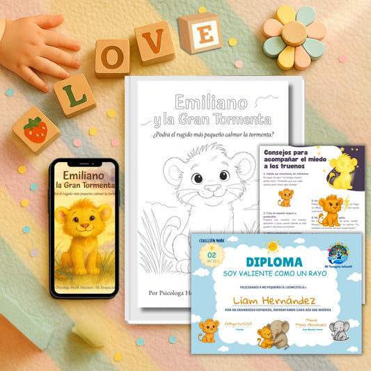 Cuento Digital Completo: Emiliano y la Gran Tormenta (PDF) - Lee, ríe, colorea y aprende con Emiliano