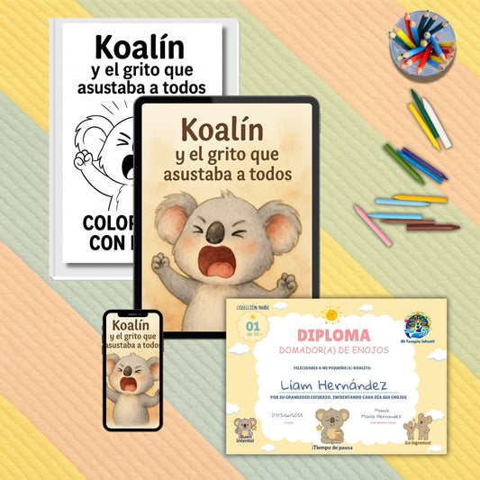Cuento Digital: Koalín y el grito que asustaba a todos (PDF) - Lee, ríe, colorea y aprende con Koalín